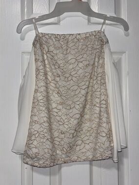Lace strapless Blouse floral cold off shoulder long sleeve shirt formal holiday